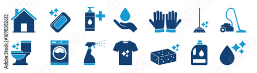 House cleaning flat icon set
