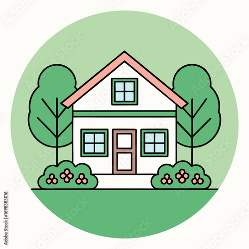 illustration of a house with a tree
