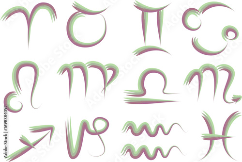 pastel green pink creative abstract hand drawn zodiac astrology signs