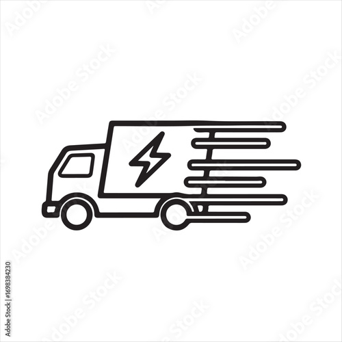 Fast shipping delivery truck. express delivery van line art transparent vector icon for transportation apps and websites.