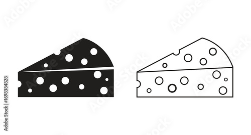 Minimalist cheese wedge line art illustration for menu design or food blog graphics so delicious looking