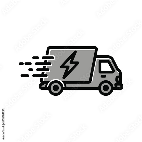 Fast shipping delivery truck. express delivery van line art transparent vector icon for transportation apps and websites.