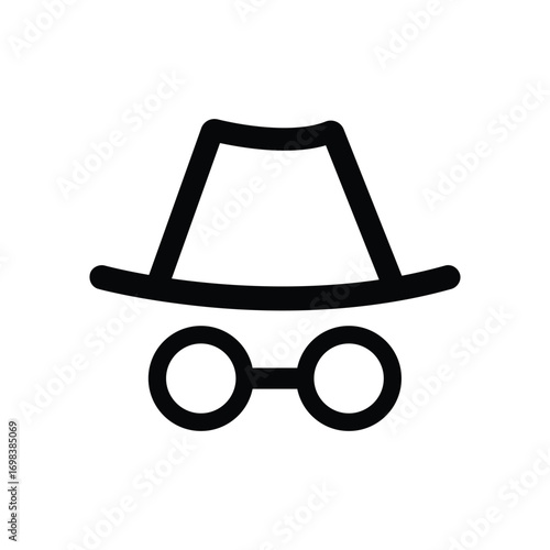 A black hat and glasses icon vector