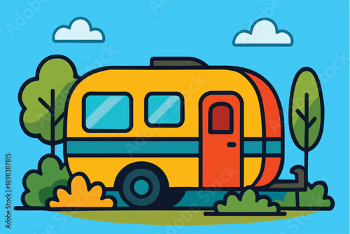 vector Camper Trailer in Nature