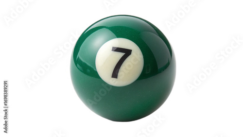 colorful pool ball number seven on transparent background	