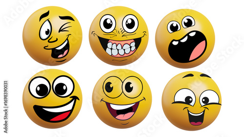 set of funny cartoon smileys