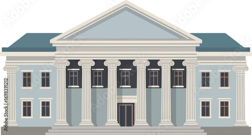 Grand institutional building with classical columns and pediment.