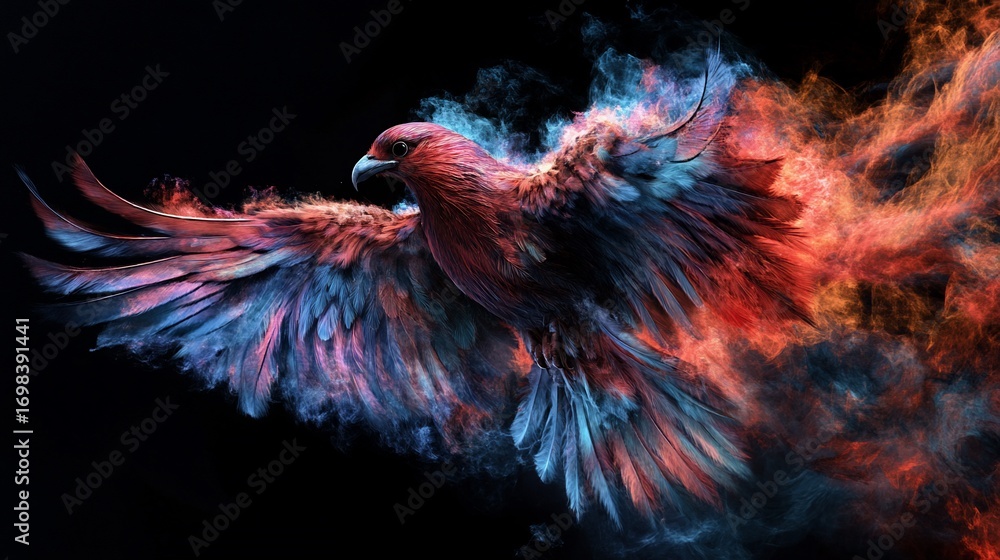 Fototapeta premium Ethereal fiery eagle rising majestically