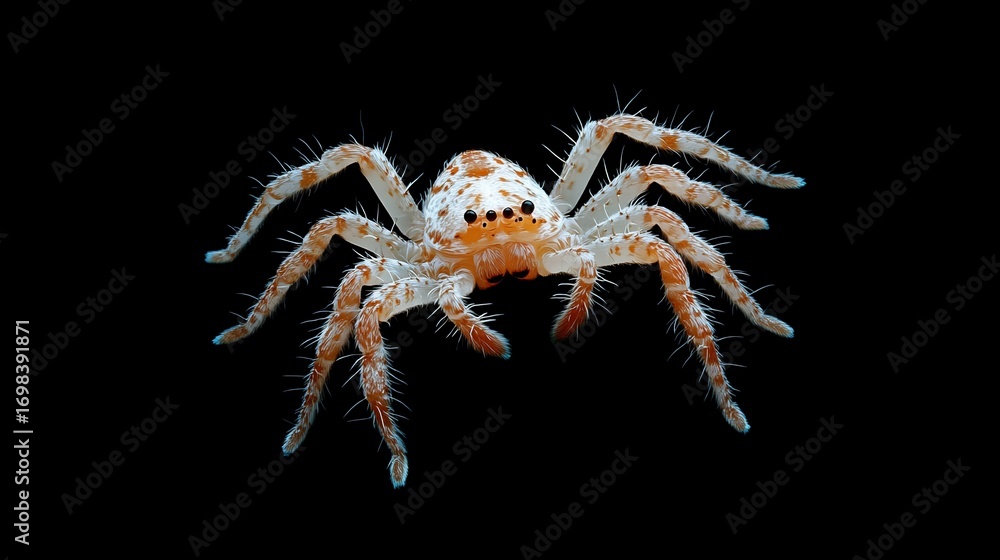 Naklejka premium Jumping spider stares from dark