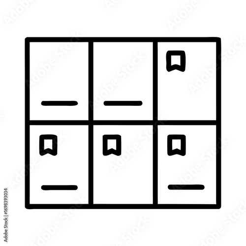 Square locker box or parcel post storage with closed compartments concept. Delivery and logistic service. Vector line icon for web, app, ui