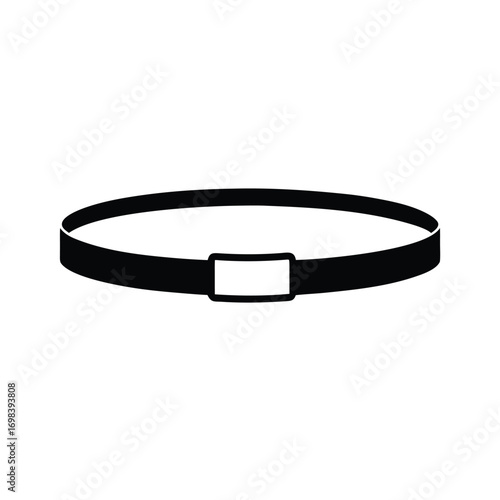 Minimalist black belt silhouette graphic on a clean white background