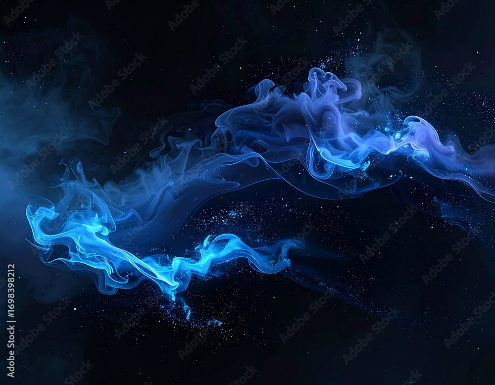Obraz premium Dynamic swirling blue smoke background wallpaper abstract fluid motion digital art dark environment vibrant color contrast
