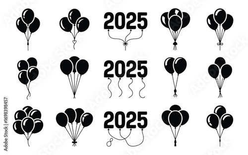 Illustration of balloons perfect for celebrating special occasions, new years eve 2025, weddings, and other festive events
