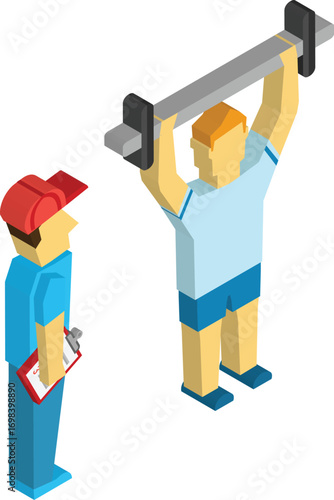 vector illustration of doing gym with coach