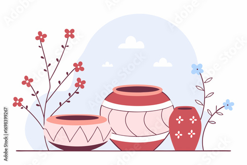 vector illustration of a flower pot