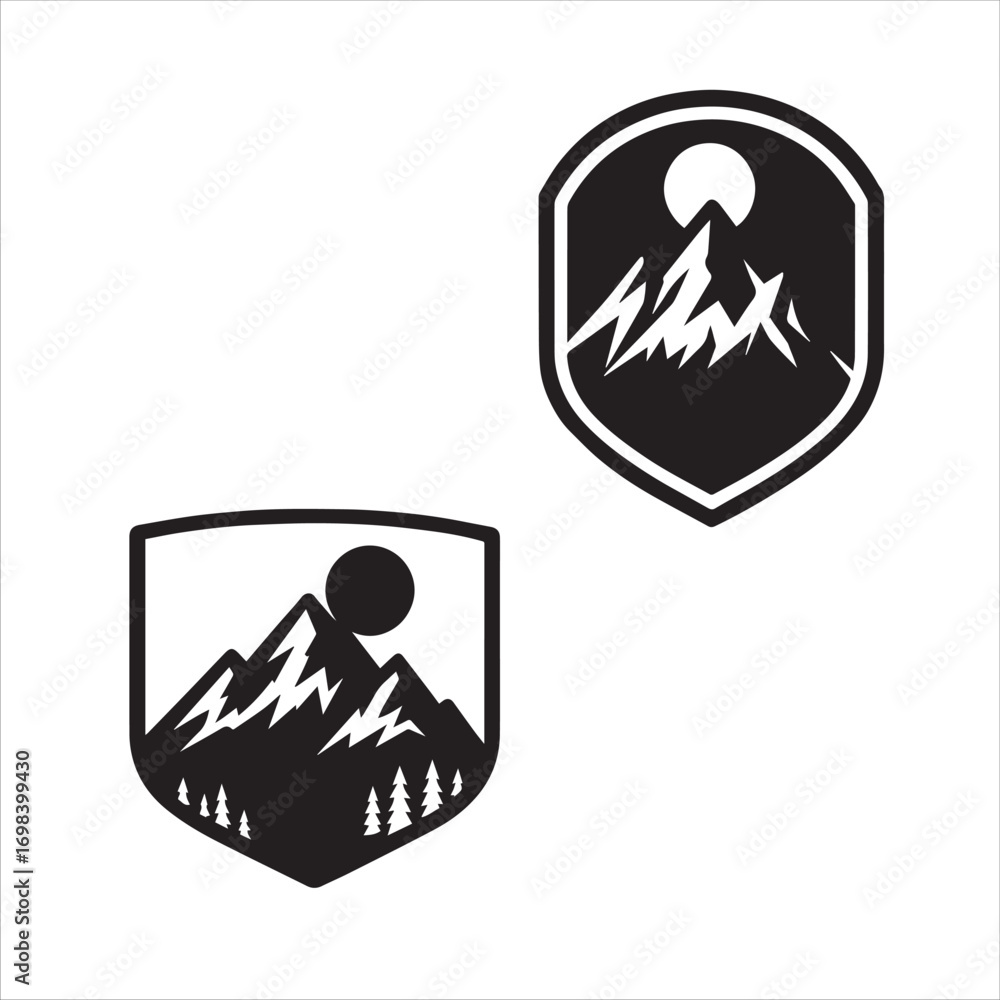 Fototapeta premium Mountain Badge Vector Icon Collection
