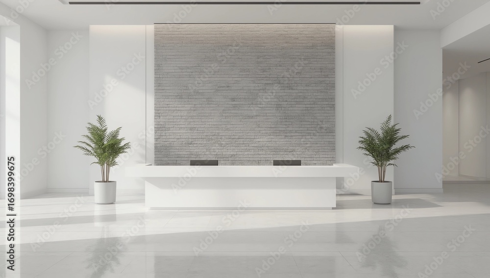 Fototapeta premium Office Reception Desk Mockup front view interior design