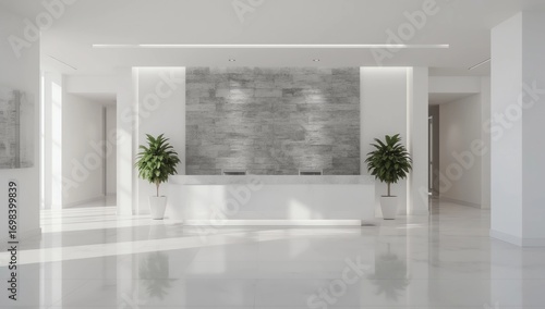 Office Reception Desk Mockup front view interior design