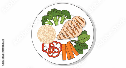 Balanced Meal Plate With Grilled Chicken And Colorful Vegetables