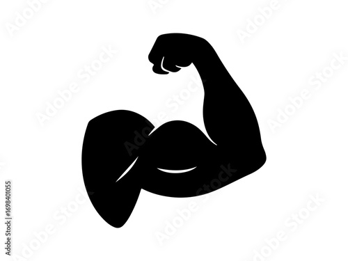 Biceps muscle vector icon. Flexed biceps silhouette icon. Muscular arm isolated symbol illustration. Fit and strong muscular, bodybuilding. Vector illustration.