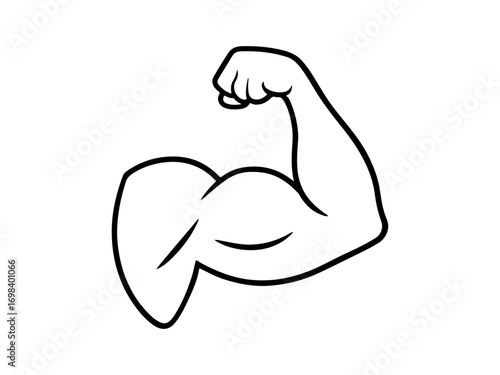 Biceps muscle vector icon. Flexed biceps outline icon. Muscular arm isolated symbol illustration. Fit and strong muscular, bodybuilding. Vector illustration.