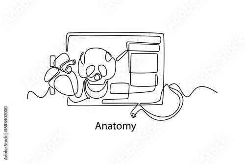 School Subjects concept. Single line draw design. Vector graphic illustration