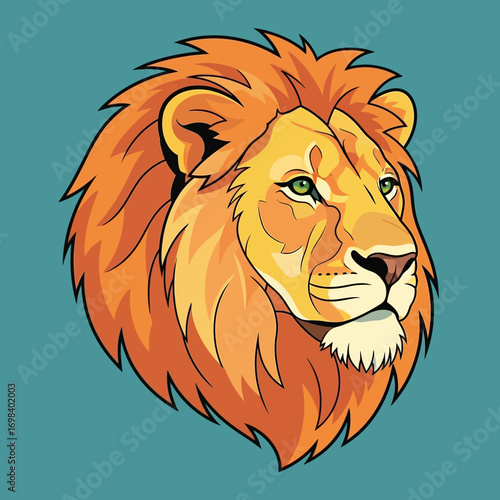 Majestic Lion Head Profile Portrait.