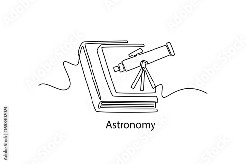 School Subjects concept. Single line draw design. Vector graphic illustration