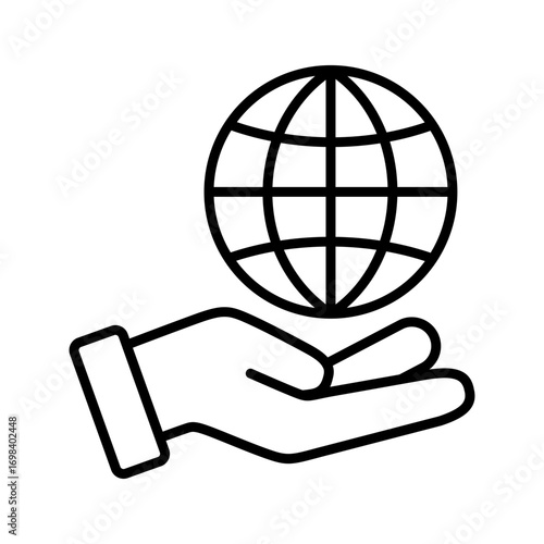 Globe Hand Icons In Outline, Vector Illustration