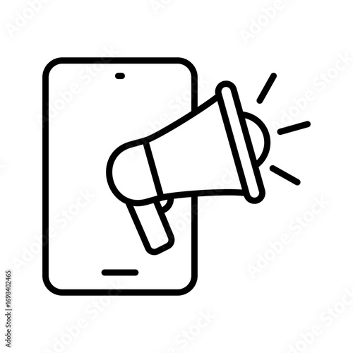 Mobile Marketing Icons In Outline, Vector Illustration