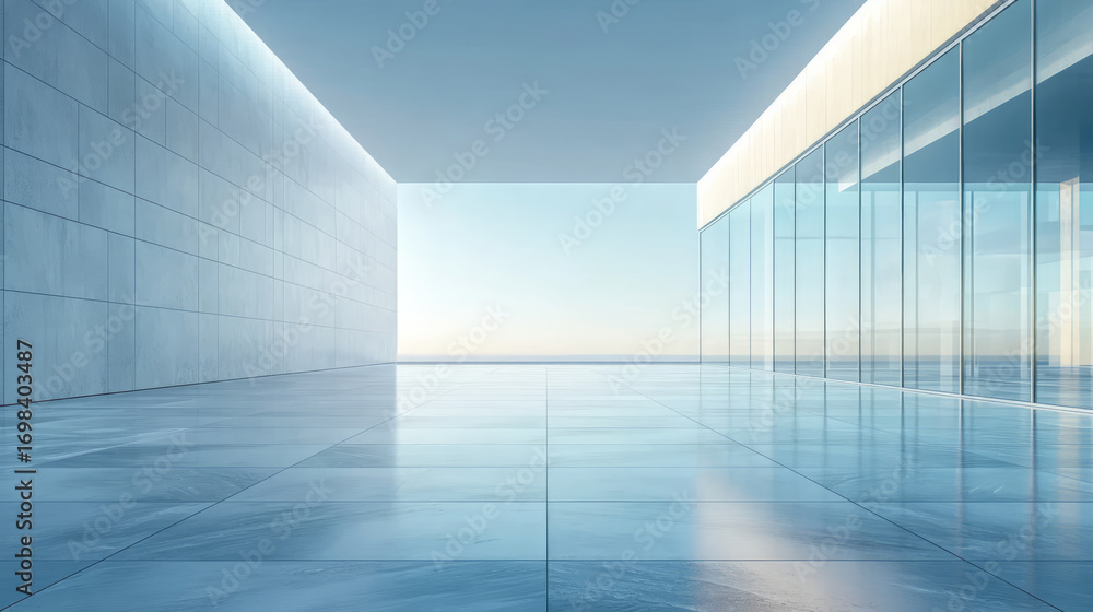 Fototapeta premium Modern city building plaza car advertising background