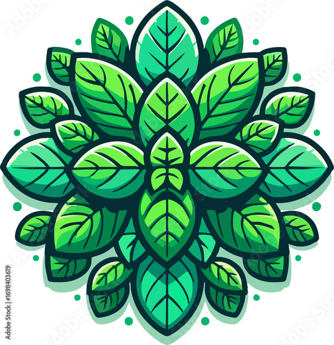 Mint Leaf Mandala Vector Illustration – Geometric Herbal Pattern