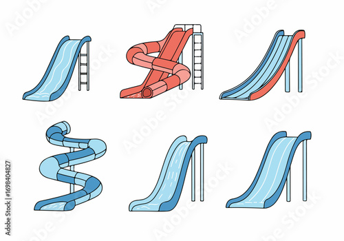 Cartoon Water Slide Collection for Aquapark and Summer Fun
