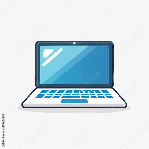 Blue Screen Laptop on White Background