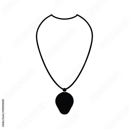 Elegant black necklace silhouette on a clean white background for design projects