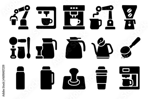 Scoop caf vector robotic icon cup coffee travel milk digital tool