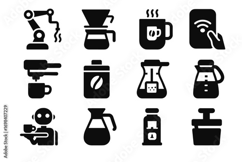 Box tray icon bar coffee grounds automated vector carafe device serving ai