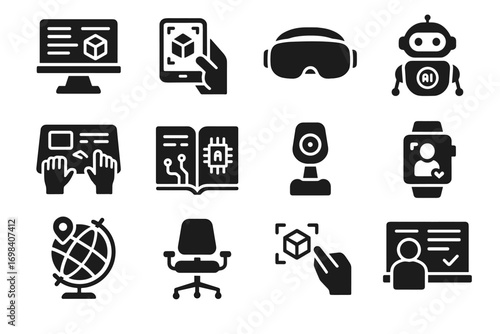 Tablet board learning camera vector ai holographic icon augmented interactive smart