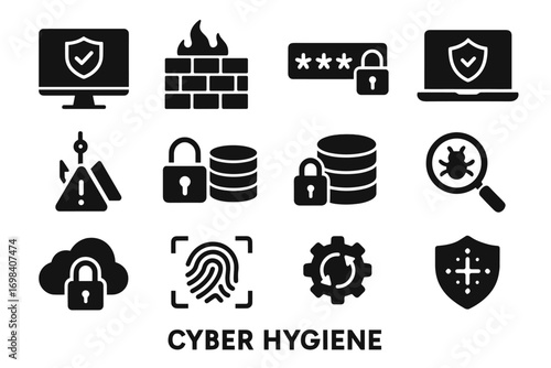 Vector malware hygiene phishing patch firewall vpn icon cyber icons secure password