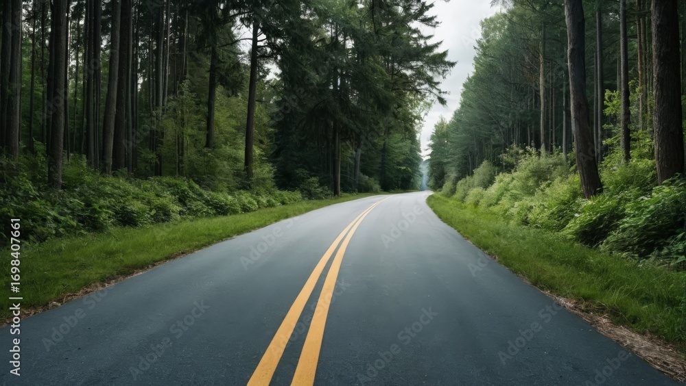 Fototapeta premium 道, ハイウェイ, アスファルト, 風景, 旅行, 自然, 森, 空, 道のり, ルーラル, 木,