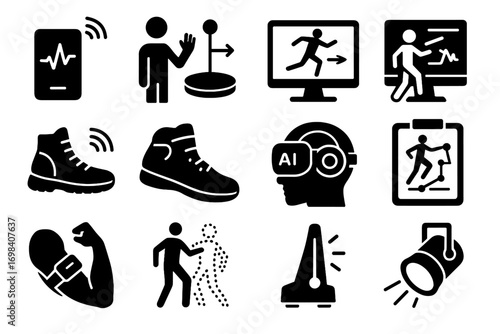 Movement ai virtual tempo vector icon gesture choreographer analyzer balance icons dance