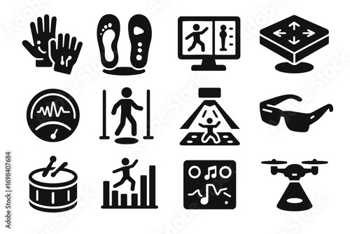 Gloves icon mat icons dance glasses stage body pose drone ai graph