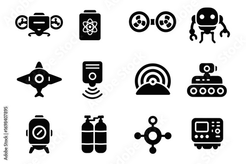 Vector robots dual module oxygen sphere advanced underwater icon manipulator sensor sonar