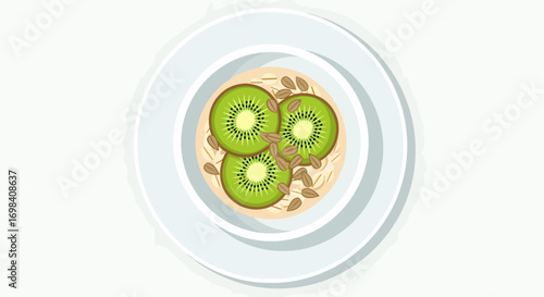 Oatmeal Bowl With Kiwi And Seeds For Healthy Eating