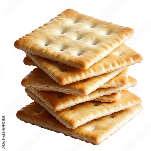 Stack of saltine crackers isolated on transparent background