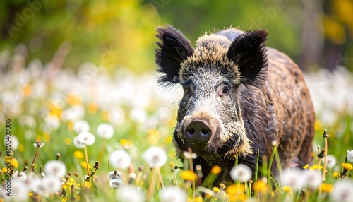 Fototapeta Naklejka Na Ścianę i Meble -  Wild boar in a meadow