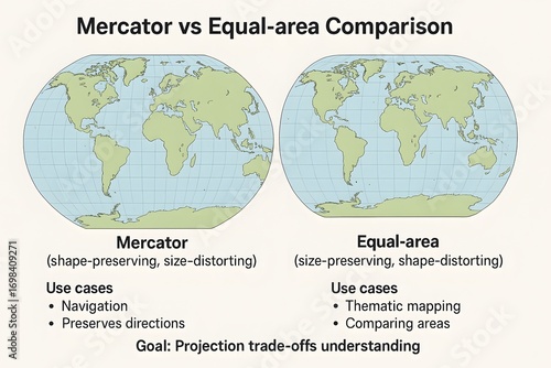 Map Projection Comparison with Distortion Analysis for Geography Education
