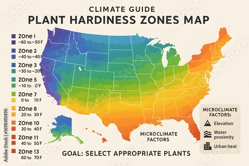 Plant Hardiness Zones Map with Growing Regions for Gardening Planning