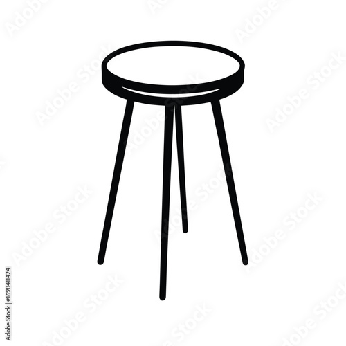 Minimalist black silhouette of a stool on a clean white background