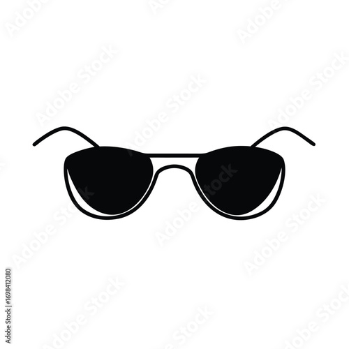 Black sunglasses silhouette on a clean white background for graphic design